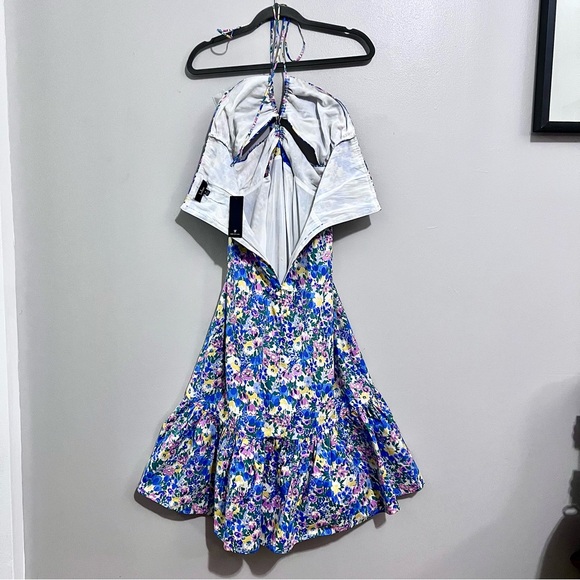 NWT Lulus Stun the Sun Blue Multi-Floral Drawstring Halter Midi Dress MSRP$88 - Picture 14 of 16